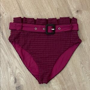 Women's Burgundy High-Waisted Swim Bottom